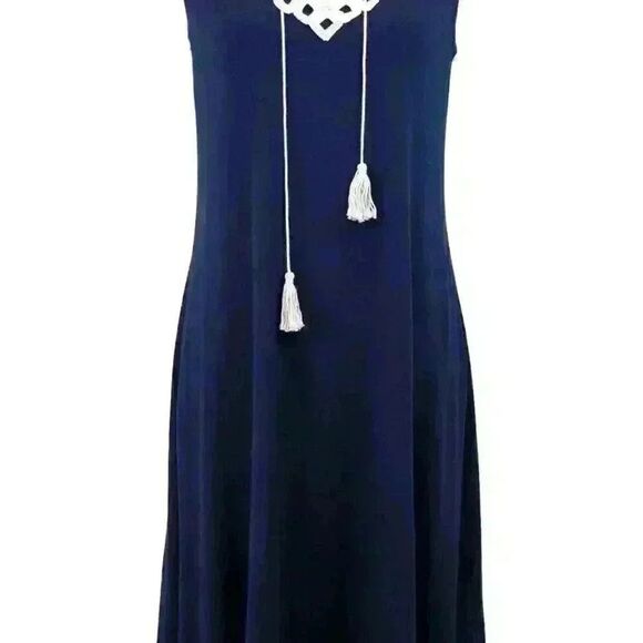 Max Studio Navy Blue Lace Up Front Sleeveless A-Line Mini Dress Size XS - Picture 3 of 8